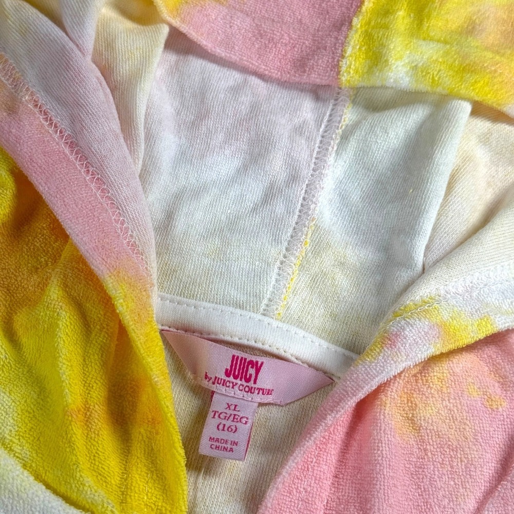 Juicy Couture Terry Cloth Tie Dye Lounge Set Short Sleeve Hoodie‎ and Shorts - Picture 4 of 12